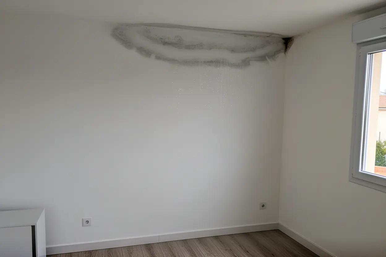 Condensation sur les murs d'un pavillon à Pibrac