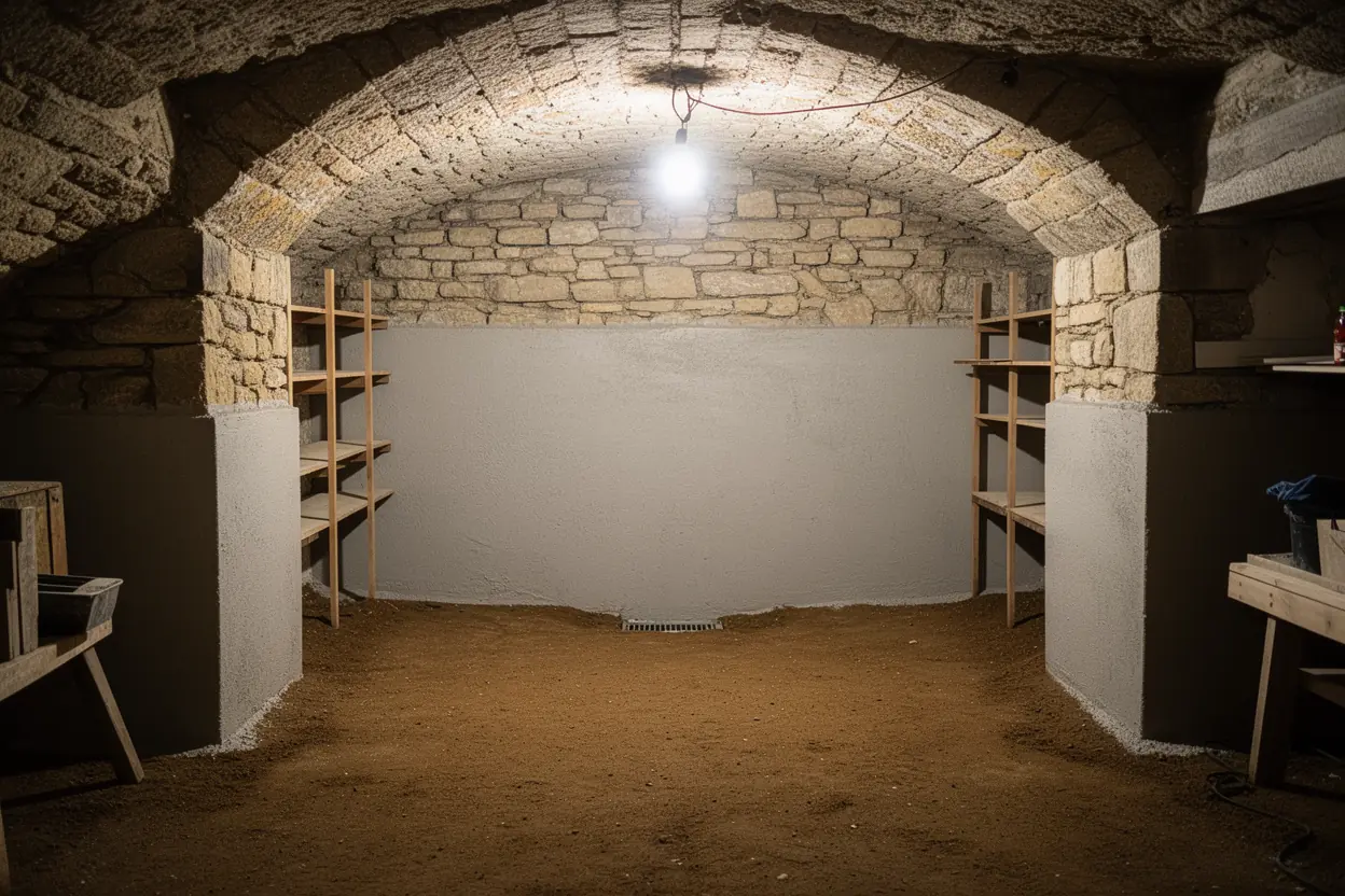 Cave cuvelée et sèche après travaux à La Salvetat-Saint-Gilles