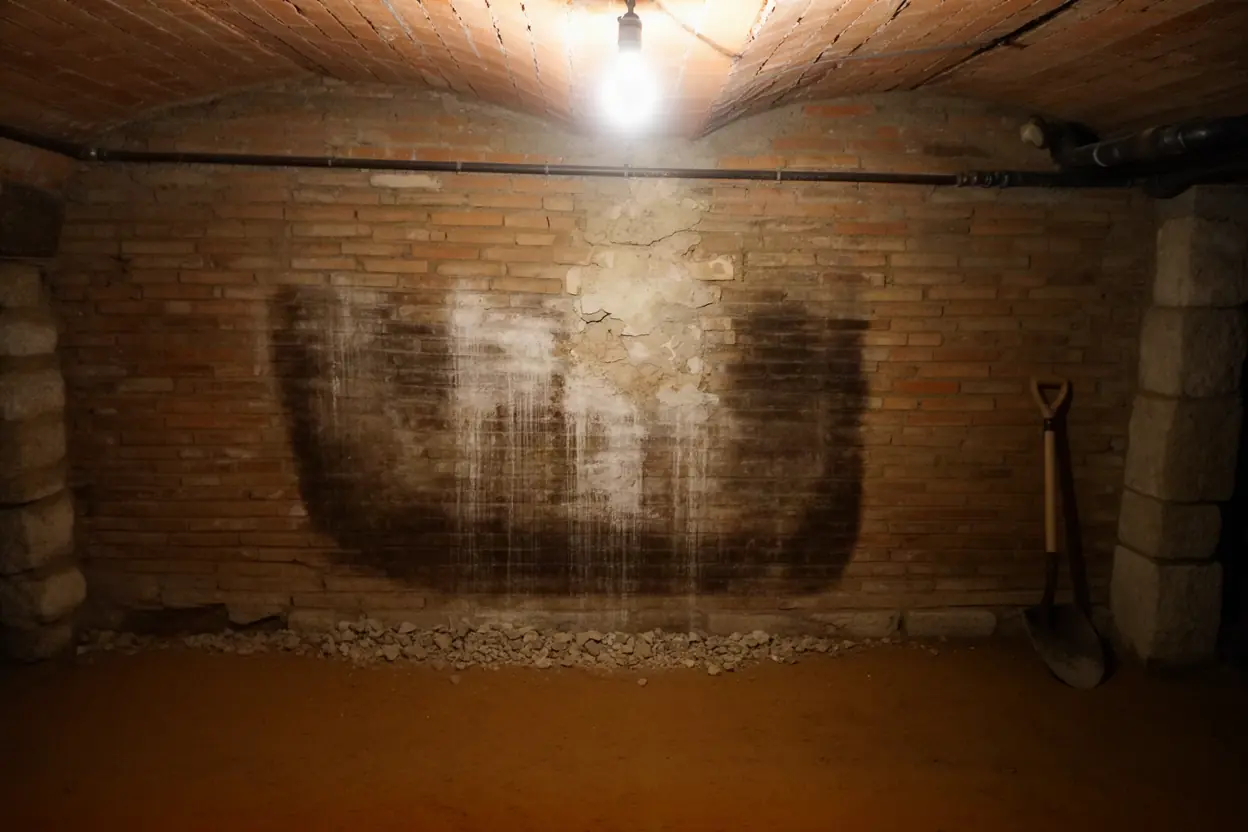 Mur de cave humide avant traitement à Portet-sur-Garonne