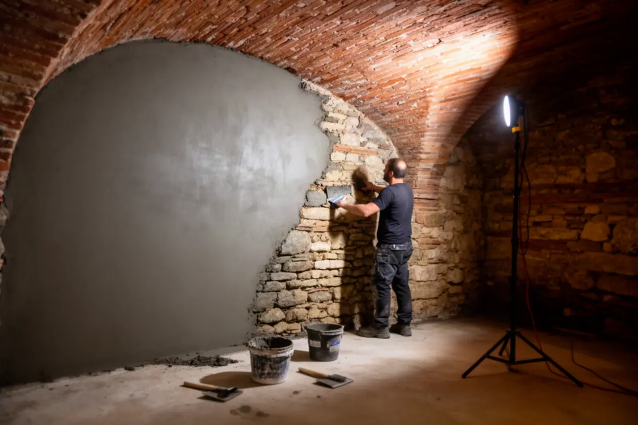 Cuvelage d'une cave humide dans une maison à Pibrac